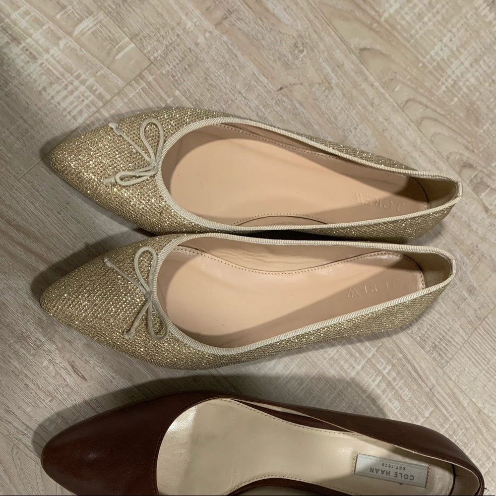 J. Crew Gold Glittered Flat Shoes — GEMMA